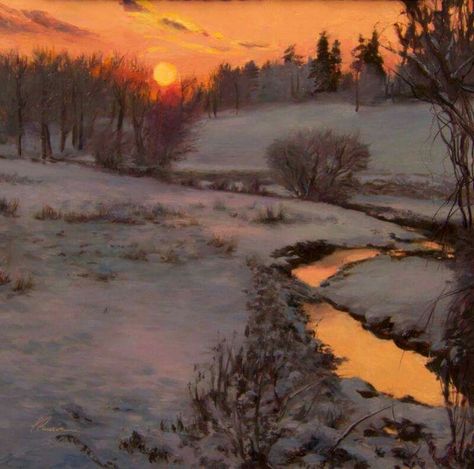 January Painting, Winter Oil Painting, Winter Landscape Painting, Painting Competition, Painting Snow, Snowy Landscape, Winter Sunset, Winter Painting, Hur Man Målar