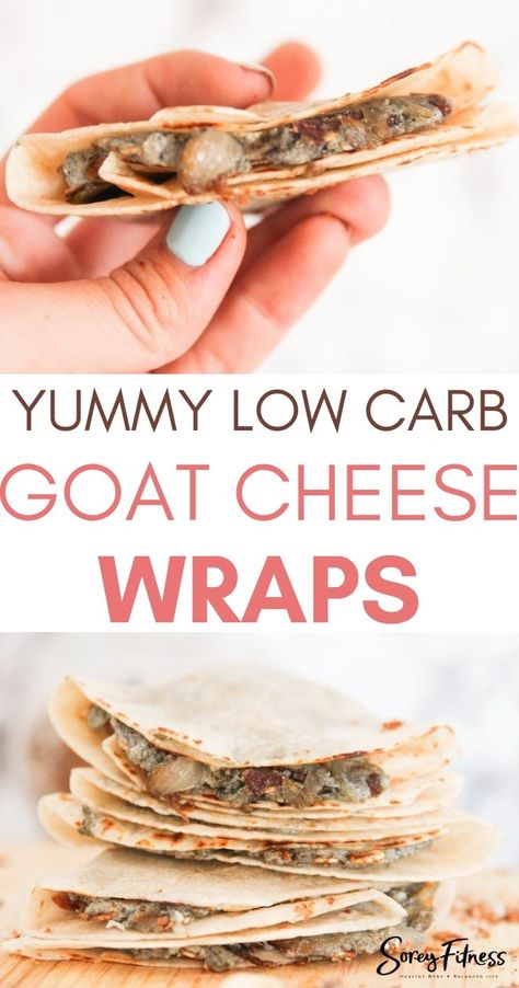 These easy low carb goat cheese wraps are a great lunch, and they're so easy to make! They only take 4 ingredients and are ready in minutes! Goat Cheese Snacks, Recipes For Runners, High Fiber Low Carb, Cheese Wraps, Low Carb Wraps, Carb Sides, Low Carb Flour, Cheese Wrap, Gourmet Dinner