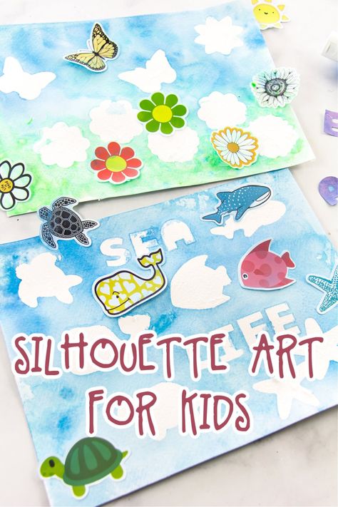 Easy Spray Bottle Silhouette Art for Kids • Kids Activities Blog Spray Bottle Art, Spray Bottle Painting, Spray Bottle Art Preschool, Spray Bottle Activities, Spray Paint Bottle Drawing, Spray Bottle Painting Preschool, Liquid Watercolor Projects For Kids, Silhouette Art, Fine Motor