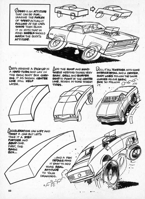 Driving Drawing References, Car Drawing Reference, Muscle Car Drawing, How To Draw Cars, Cartoons Magazine, Cartoon Car Drawing, Ed Roth, Cars Drawing, Cartoon Style Drawing