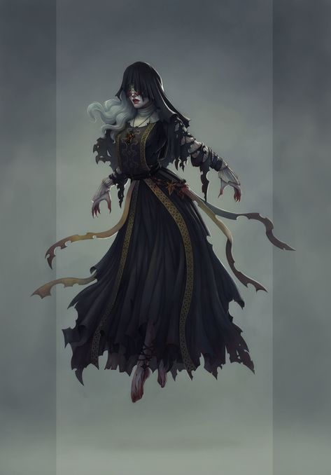 ArtStation - Undead 1. Ghost of a nun, Daria Ovchinnikova Undead Character Design, Undead Character, Child Draw, Character Design Anime, 다크 판타지, Fantasy Monster, Arte Fantasy, Fantasy Rpg, Monster Art