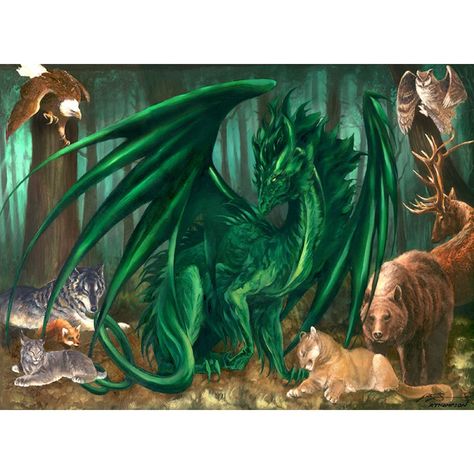 Lord of the Forest by Ruth Thompson Dragon's Lair, Green Dragon, Fantasy Dragon, Mystical Creatures, Grand Art, Metal Art Prints, Dragon Art, Metal Artwork, Mythical Creatures