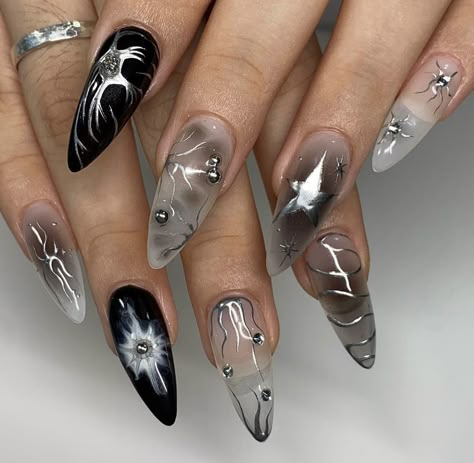 Coachella Nails, Asian Nails, Hippie Nails, Gothic Nails, Goth Nails, Colorful Nails, Grunge Nails, Her Nails, Blush Nails