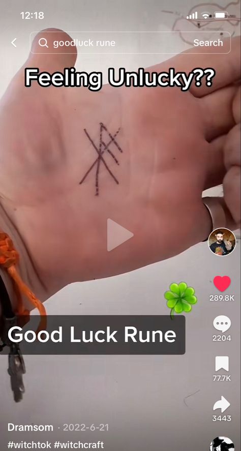 Good Luck Rune, Luck Rune, Relatable Crush, Sigil Magic, Relatable Crush Posts, For Good Luck, Runes, Good Luck, Feelings