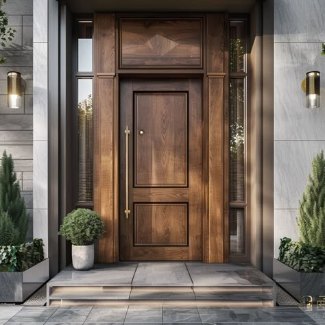 Classical Door Design Entrance, Big Wooden Door, Big Doors Entrance House, Texas Ranch Homes, Home Entrance Ideas, Wooden Door Entrance, Lake House Exterior, Master Addition, Impact Doors