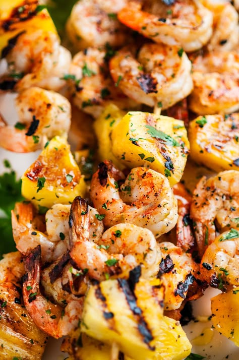 Spicy Garlic Lime Shrimp Pineapple Skewers | aberdeenskitchen.com Shrimp And Pineapple Skewers, Scallop Skewers, Garlic Lime Shrimp, Shrimp And Pineapple, Pineapple Skewers, Pineapple Shrimp, Pineapple Skewer, Recipes Fish, Kabob Skewers