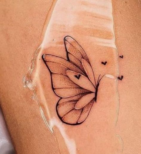 Fineline Butterfly Tattoo, Ink Tattoo Design, Memorial Tattoo Quotes, Delicate Tattoos For Women, Butterfly Name Tattoo, Red Tattoo Ideas, Red Ink Tattoo, Butterfly Wrist Tattoo, Simple Tattoos For Women