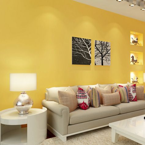 Yellow walls living room