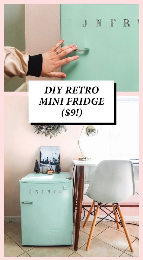 diy retro mini fridge, diy mini fridge, diy vintage mini fridge, turquoise mini fridge, turquoise fridge, how to paint your fridge, how to make a retro fridge, retro refrigerator, retro mini fridge, practical diy, diy appliance Dorm Fridge Makeover, Vinyl Fridge, Mini Fridge Decoration Ideas, Diy Mini Fridge Makeover, Cute Mini Fridge In Bedroom Ideas, Painted Mini Fridge, Mini Fridge Makeover, Diy Mini Fridge, Mini Fridge In Bedroom Ideas