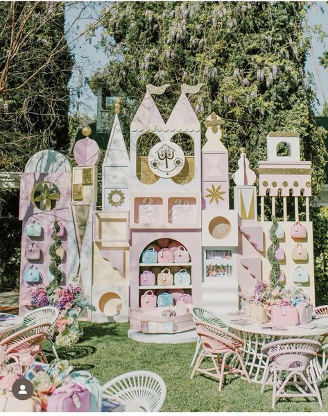 Disneyland 1st Birthday, Small World Party, Ratatouille Party, Disney Baby Shower Themes, Disney World Birthday, Wood Props, It’s A Small World, Disneyland Birthday, Princess Theme Birthday