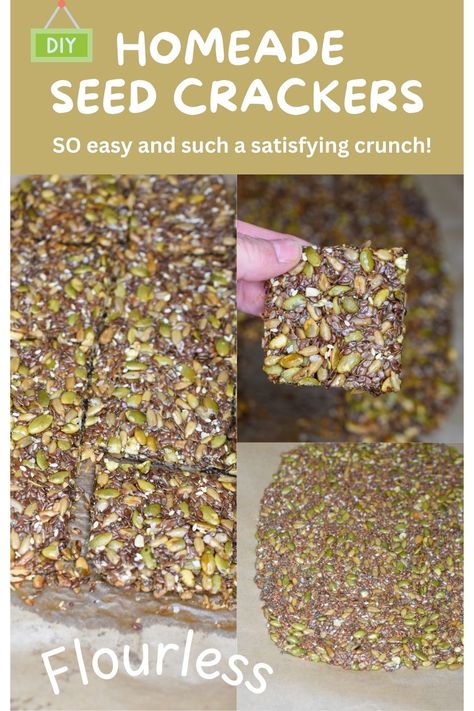 No flour, just seeds. These delicious Seed Crackers hit the spot and are SO easy to make! Poppy Seed Crackers, Seed Cracker Recipe, Seed Crackers Gluten Free, Diy Crackers Recipe, Seeded Crackers Recipe, Flax Seed Crackers Recipe, Seed Crackers Recipe Healthy, Home Made Crackers Recipes, Easy Cracker Recipe