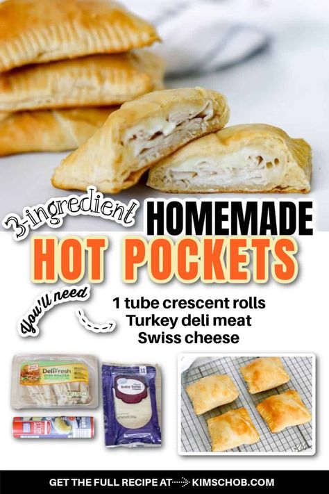 Copycat Hot Pockets, Hot Pockets Recipe, Homemade Hot Pockets Easy, Turkey Lunch Ideas, Hot Pockets Homemade, Pocket Recipes, Easy Hand Pies, Hot Pocket Recipes, Protein Lunches