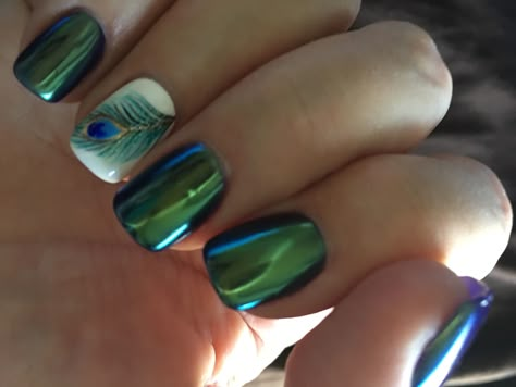 Peacock Nail Designs Feathers, Peacock Pedicure, Peacock Inspired Nails, Peacock Nails Color, Peacock Green Nails, Peacock Color Nails, Peacock Nails Design, Peacock Manicure, Peacock Blue Nails