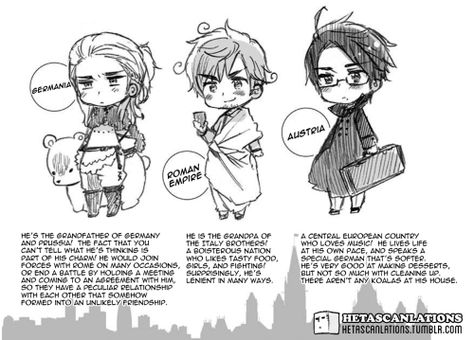 Germania, Roma, and Austria! Aph Austria, Hetalia Manga, Aph America, Disney Princess Cartoons, Hetalia Anime, World Star, Hetalia, Austria, Anime Art