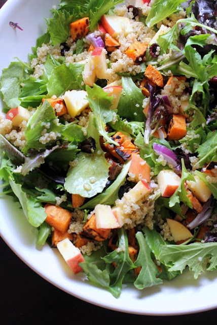 Quinoa Spring Mix Salad, Maple Cider Vinaigrette, Apple Quinoa, Sweet Potato Apple, Mix Salad, Dried Cranberry, Maple Vinaigrette, Spring Mix Salad, Cider Vinaigrette