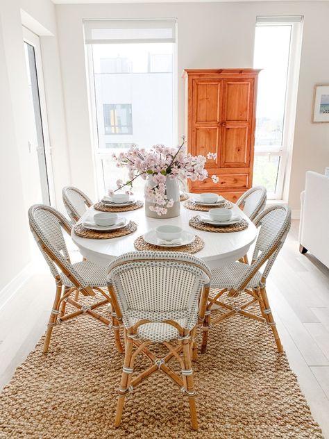 Review of Serena & Lily Riviera Chairs | Cashmere & Jeans Parisian Bistro Chairs, Summer Patio Decor, French Bistro Chairs, Parisian Bistro, Fall Bedding, Serena Lily, Expandable Dining Table, Rattan Dining Chairs, Serena And Lily