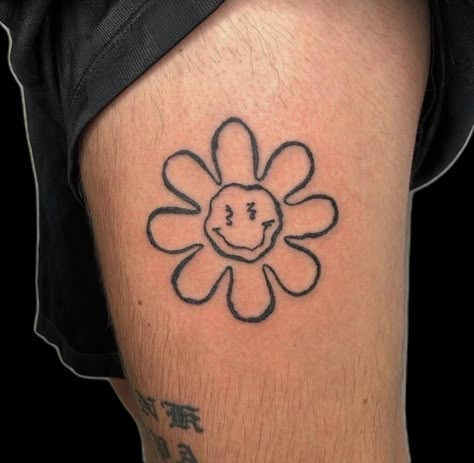 Indie Tattoos Men, Cool Stick And Poke Tattoos Easy, Small Afrocentric Tattoos For Women, Simple Baddie Tattoos, Groovy Flower Tattoo, Communication Tattoo, Groovy Tattoo Ideas, Tato Kecil Simple, Funk Tattoo