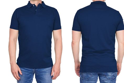 T-shirt design - young man in blank dark blue polo shirt from front and rear isolated Plain Blue T Shirt, Navy Blue Polo Shirt, Edit Lightroom, Shirts For Men Designer, Blue Polo Shirt, Blank T Shirts, Blue Polo Shirts, T Shirt Image, Blue Back