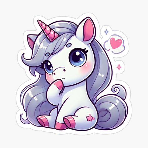 Get my art printed on awesome products. Support me at Redbubble #RBandME: https://www.redbubble.com/i/sticker/Adorable-Unicorn-Thinking-by-3DAF/162901820.EJUG5?asc=u Thinking Sticker, Chibi Unicorn, Inktober 2024, Unicorn Drawing, Kawaii Unicorn, Fairy Dragon, Cosy Room, Deep Thinking, Unicorn Stickers