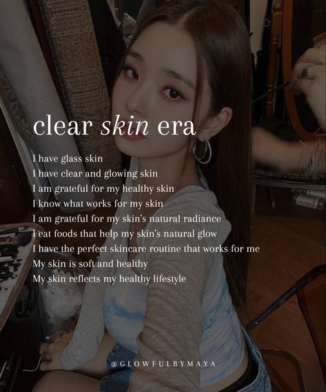 clear skin affirmations • affirmations for glowy skin #selfcare #selfcarerituals #selfacceptance #healingfromwithin #softlife • glowfulbymaya Manifesting Clear Skin, Clear Skin Affirmations, Skin Affirmations, Affirmations For Happiness, Success Affirmations, Glowy Skin, Self Acceptance, Glass Skin, I Am Grateful