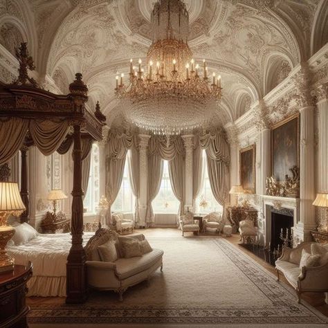 Manor Bedroom, Old Money Interior Design, Old Money Interior, Wallpaper Decor Ideas, Wallpaper Design Ideas, Castle Bedroom, Fantasy Bedroom, Luxe Bedroom, Black Bedroom