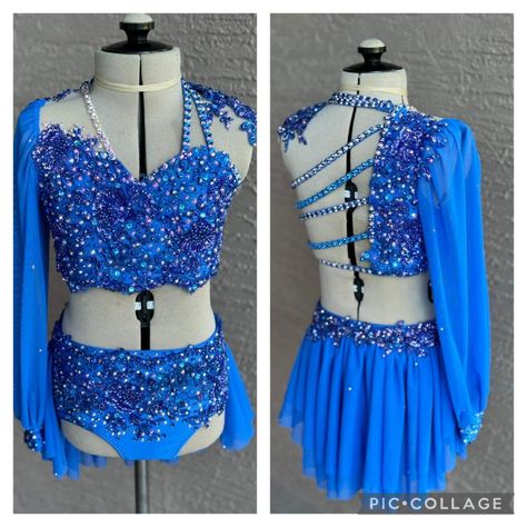 Blue Lyrical Costume, Dance Moms Outfits, Pretty Dance Costumes, Dance Competition Costumes, Lyrical Costumes, Solo Costume, Competition Costumes, Dance Competition, Dance Moms