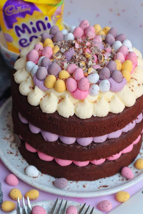 Easter Bakes, Easter Cake Designs, Aesthetic Sweets, Mini Eggs Cake, Dessert Easter, Chocolate Easter Cake, Anna Scott, Easter Egg Cake, Egg Chocolate