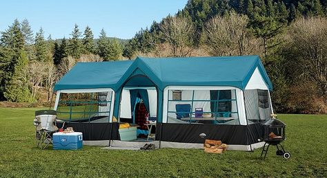 Giant Family Camping Tent - this one sleeps 12! 20 Person Tent, 12 Person Tent, Patio Tents, Awesome Inventions, Tenda Camping, Comfortable Camping, Best Tents For Camping, Family Tent Camping, Cabin Tent