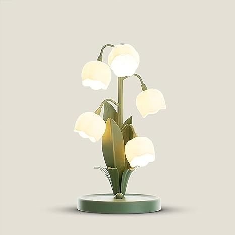 PURESILKS Flower Table Lamp,Floral Glass Lamp Shades,Lily of The Valley Lamp for Living Room Decor Classic Cottage Bedside Desk Lamp for Bedroom Living Room Office - Amazon.com Green Pc, Led Flower, Valley Flowers, Flower Table, Plant Table, Table Led, Desk Light, Table Flowers, Modern Lamp