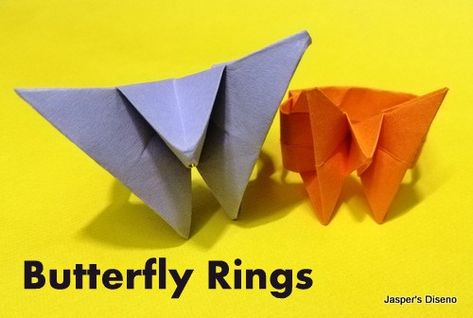 Butterfly Ring Paper, Origami Butterfly Ring, Origami Easy Tutorial, Ring Paper, Butterfly Rings, Tutorial Origami, Origami Butterfly, Waste Collection, Easy Origami