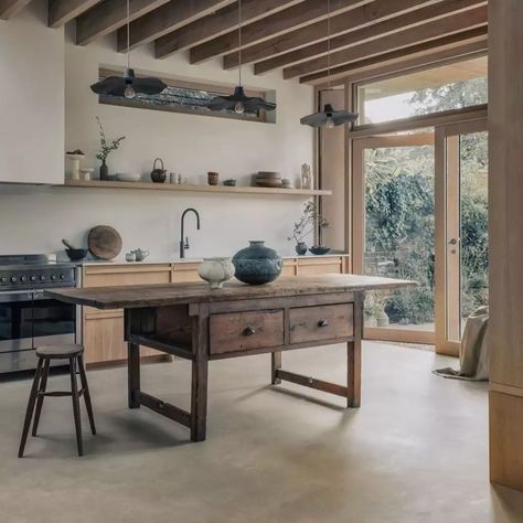 Microcement Floor Gallery | Forcrete Polished Concrete Kitchen, Limewash Paint, London Family, Living Roofs, Range Cooker, Pendant Light Design, Light And Space, Kitchen Projects, Minimalist Interior