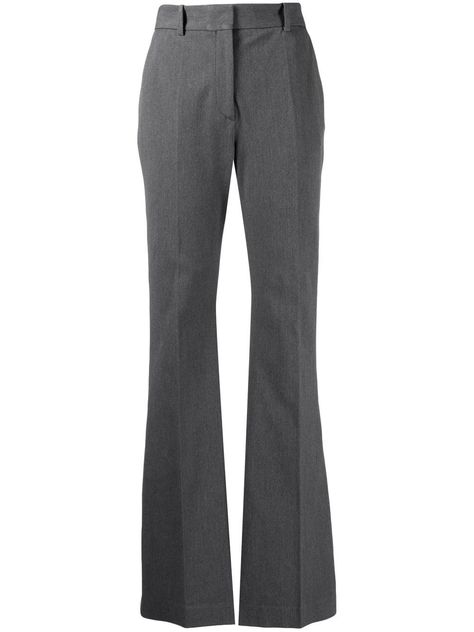 JOSEPH high-waisted Flared Trousers - Farfetch Luxury Gray Pants, Flare Trousers Outfit, Grey Trousers Women, Grey Flare Pants, Grey Work Pants, Pants Png, Formal Pants Women, Grey Pants Outfit, Slytherin Clothes