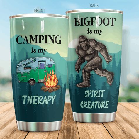 Camping And Bigfoot Camping Is My Therapy Stainless Steel Tumbler Perfect Gifts For Camping Lover Tumbler Cups For Coffee/Tea, Great Customized Gifts For Birthday Christmas Thanksgiving Check more at https://lovertee.com/product/camping-and-bigfoot-camping-is-my-therapy-stainless-steel-tumbler-perfect-gifts-for-camping-lover-tumbler-cups-for-coffeetea-great-customized-gifts-for-birthday-christmas-thanksgiving-3564299/ Spirit Creature, Cups For Coffee, Camping Lovers, Gifts For Birthday, Cup Ideas, My Spirit, Copper Wall, Tumbler Gift, Personalized Tumblers