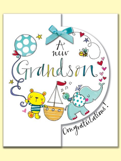 A new Grandson Congratulations.  Greeting Card by Rachel Ellen Designs New Grandson Born, Greek Border, Congratulation Quotes, Congratulations On Baby, Chris Sturniolo Wallpaper, Congratulations Grandma, Baie Geluk, Baby Born Congratulations, Pizza Muffins Recipe