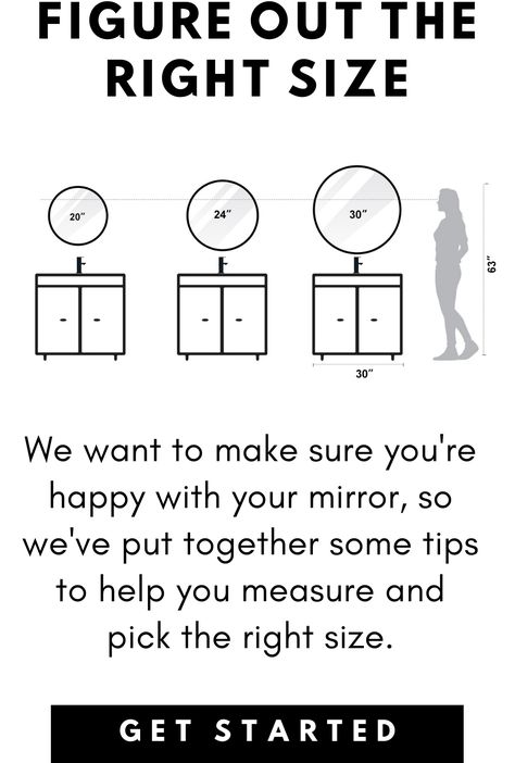 Delightful Dimensions: How to Pick the Perfect Bathroom Size & Color Round Mirror Vanity Bathroom, 28 Inch Round Mirror Bathroom, Bathroom Circle Mirror Lighting, Circle Bathroom Mirror With Lights, Bathroom Round Mirror Size, Bathrooms With Round Vanity Mirrors, Round Mirror Over Bathroom Vanity, Rounded Mirror Bathroom, Circle Mirror Bathroom Vanity