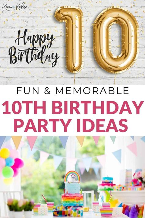 Whether you want to throw a big party or a small get together for your child, these 41 fun and memorable 10th birthday ideas will create memories that last a lifetime! 10th Birthday Party Themes For Girl, Ideas For 10th Birthday Party Girl, 10th Birthday Decoration Ideas, Girls 10th Birthday Party Themes, 10th Birthday Party Ideas Girl, Double Digits Birthday Ideas, Tenth Birthday Party Ideas, Double Digit Birthday Ideas, 10th Birthday Party