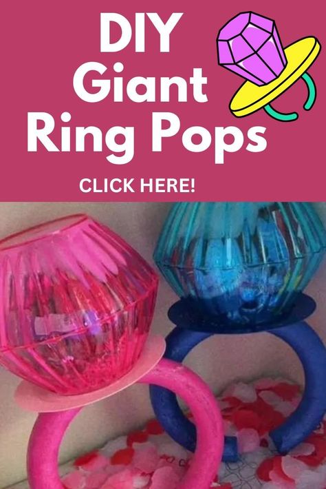 Ring Pop Bachelorette Party, Ring Pops Valentines, Valentine’s Day Ring Pop Diy, Giant Ring Pop Valentine Diy, Giant Ring Pop Valentine, Valentines Ring Pop Diy, Ring Pop Valentine Diy Dollar Tree, Diy Giant Ring Pop Valentines, Dollar Tree Lollipop Diy