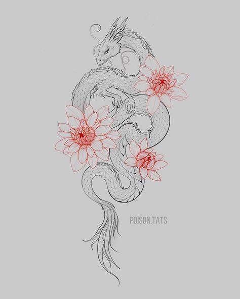 Female Side Stomach Tattoo, Back Tattoo Women Dragon, Dragon Tattoo For Women Arm, Feminine Dragon Tattoo For Women, Asian Tattoos For Women, Dragon With Flowers Tattoo, Dragon Flower Tattoo, Japanese Dragon Tattoo Designs, Dragon Tattoo With Flowers