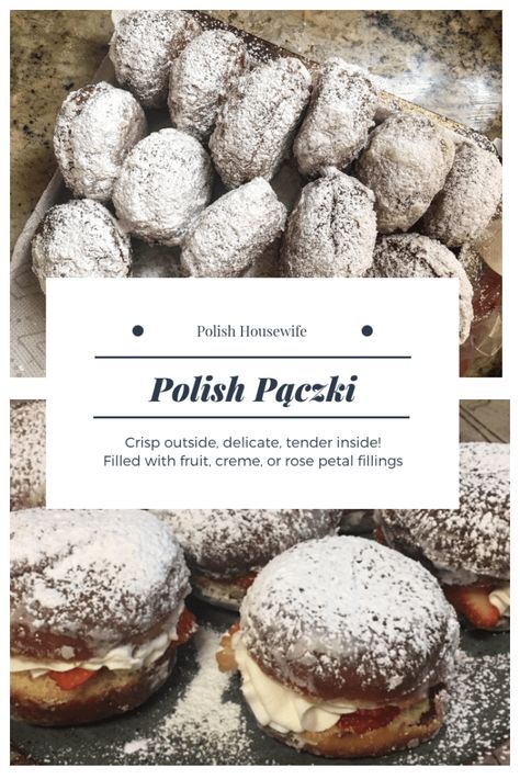 Try authentic Polish Pączki, whether you fill them with a fruit preserves, whipped cream and berries, or rose petal jam, you'll want them for Fat Tuesday Thursday and beyond! #Polish #recipe #paczki Paczki Recipe Polish, Packzi Recipe, Paczki Recipe, Polish Donut, Polish Food Recipes, Recipes For Easter, Polish Recipe, Polish Desserts, Polish Heritage