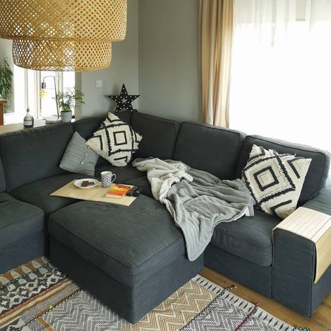 Kivik corner sofa from IKEA with footstool. Cosy autumn vibes . Check out my Instagram profile below Cosy Autumn, Autumn Vibes, Photo Challenge, Corner Sofa, I Fall, Fall Vibes, Interior Decor, My Home, Sectional Couch