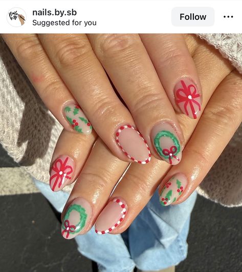 Maximalist Christmas Nails, Preppy Christmas Nails, Colorful Christmas Nails, Funky Christmas Nails, Maximalist Christmas, Preppy Christmas, Christmas Nails, Holiday Fun, Nails Inspiration