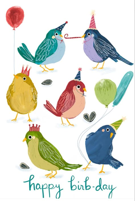 Happy Birthday Art, Birthday Illustration, Bird Birthday, Vintage Birthday Cards, Happy Birthday Pictures, Birthday Blessings, Advocate Art, Birthday Wishes Cards, Happy Birthday Messages