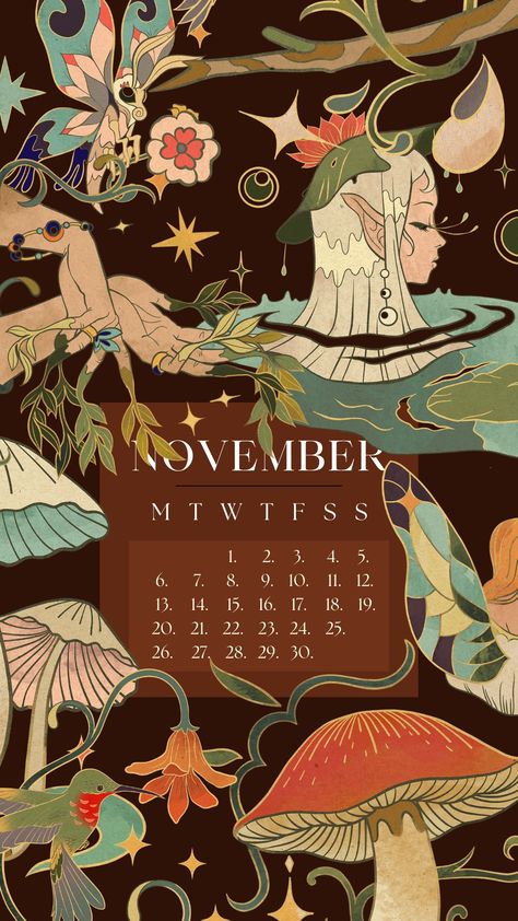 A cute and aesthetic fall wallpaper for November with calendar November 2024 Wallpaper, November Aesthetic Calendar, November Wallpaper Calendar, Fall November Wallpaper, Wallpaper For November, November Calendar Wallpaper, Winter Lockscreen, Aesthetic Fall Wallpaper, November Aesthetic