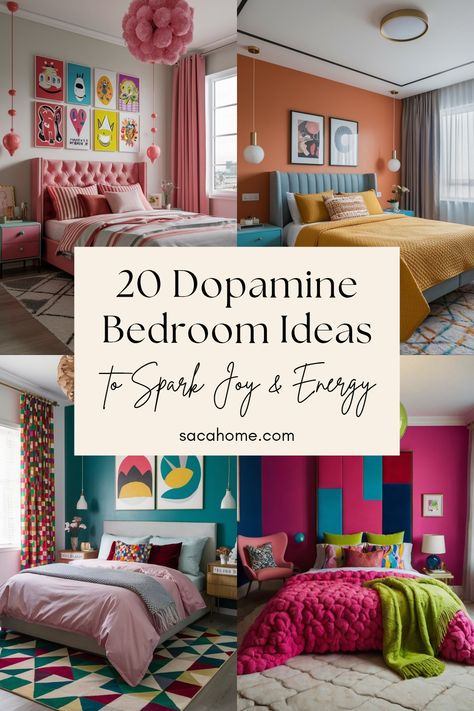 Bright colors, bold decor, and happy vibes! These 20 dopamine bedroom ideas will help you create a joyful and stylish space. Dopamine Bedroom Decor, Dopamine Bedroom, Bold Decor, Boost Your Mood, Happy Vibes, Spark Joy, Organization Bedroom, Bedroom Colors, Cozy Bedroom