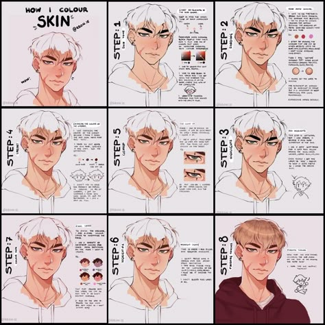 Digital Coloring Tips, Face Rendering Tutorial, How To Shade Faces, How To Shade Skin Digitally, How To Render Skin, How To Color Skin, How To Shade Skin, Cool Coloring Pages Aesthetic, Skin Rendering Tutorial