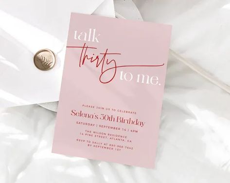 Talk Thirty To Me Invitation, Blush Pink 30th Birthday Invitation Template, Editable Template, Minimal 30th Birthday Invite, Birthday Party Talk Thirty To Me Invitation, Pink 30th Birthday, 30th Birthday Invite, Talk Thirty To Me, Birthday 30, Diy Wedding Invitation, 30 Birthday, 30th Birthday Invitations, 30th Bday