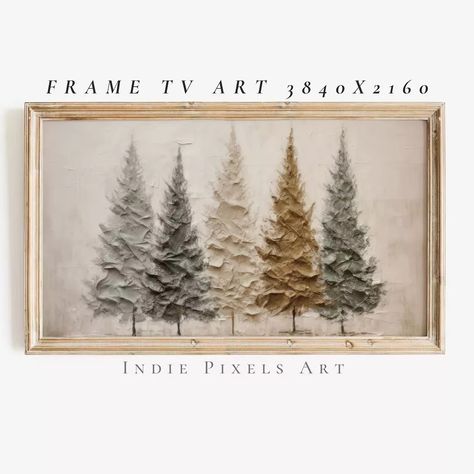 Primitive Christmas Trees 4K TV Art for Samsung Frame TV - Etsy | Etsy (US) Tv Farmhouse Decor, Primitive Christmas Trees, Christmas Tree Canvas, Rustic Holiday Decor, Modern Wall Hanging, Vintage Farmhouse Decor, 4k Tv, Rustic Art, Landscape Poster