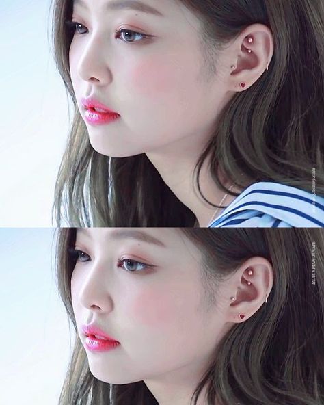 These 17 Female Idols Will Make You Want Piercings ASAP - Koreaboo Jennie Piercing, Jennie Earrings, Unique Ear Piercings, Ear Piercings Chart, Double Ear Piercings, Cool Ear Piercings, Cute Ear Piercings, Jennie Kim Blackpink, Tragus Piercings