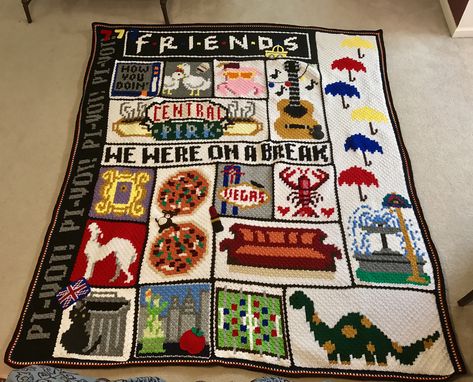 Ravelry: FRIENDS themed CAL blanket by Chaos And Chop Suey Crochet Friends Blanket, Breaking Bad Crochet Blanket, Friends Tv Show Crochet Blanket Pattern, Crochet Horror Blanket, Horror Crochet Blanket Pattern, Friends Blanket, Cal Blanket, C2c Graphgan, Crochet Graphgan