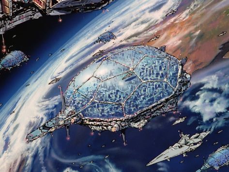 New Macross Class Colonization Ship Colony Ship, Scifi City, Macross Frontier, Sci Fi Spaceships, Sci Fi City, Starship Concept, Floating City, Sci Fi Ships, Spaceship Art